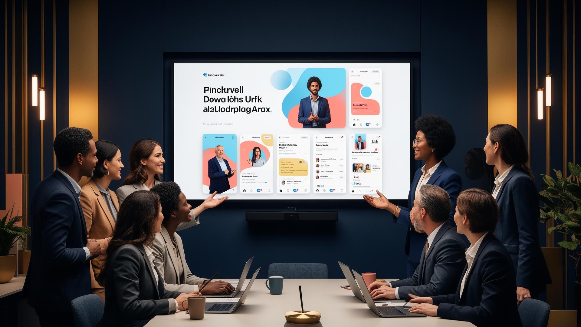 Business owners reviewing their approved marketing plan for the month